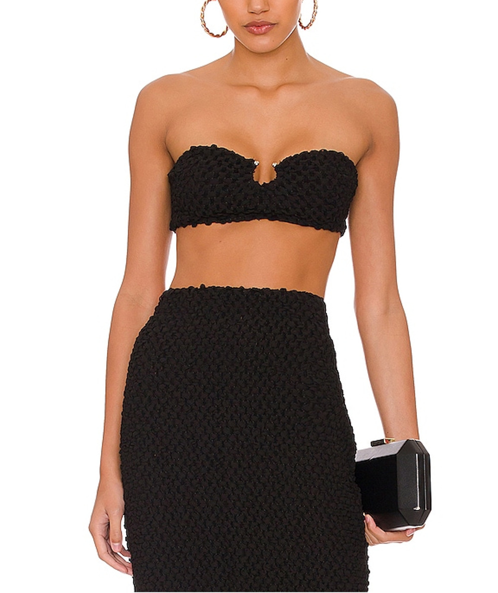 Nbd Textured Black Shonda Bustier Top Size S